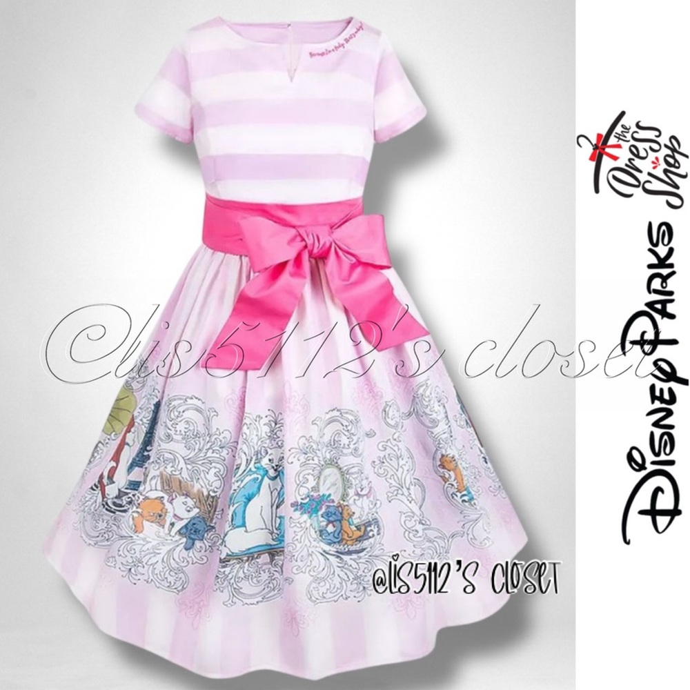 Disney Parks The Dress Shop Aristocats Striped Retro Swing Dress Size Small // S